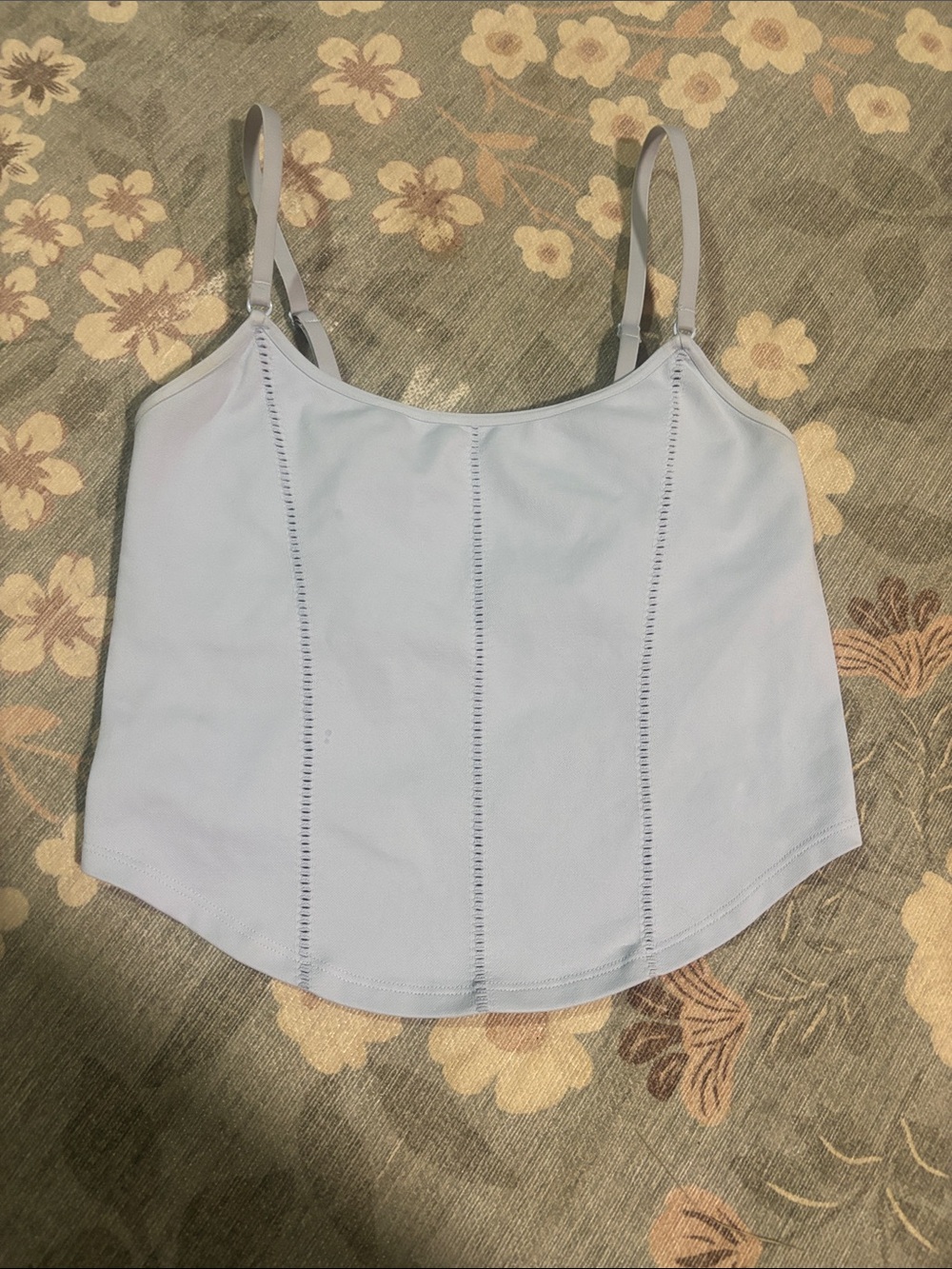 aerie Pale Blue Seam-Panel Cami with Adjustable Straps & built in bra